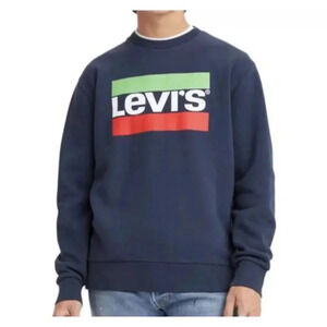 Levi's Men's Logo Sweatshirt XL Navy Blue 80% Cotton 20% Polyester